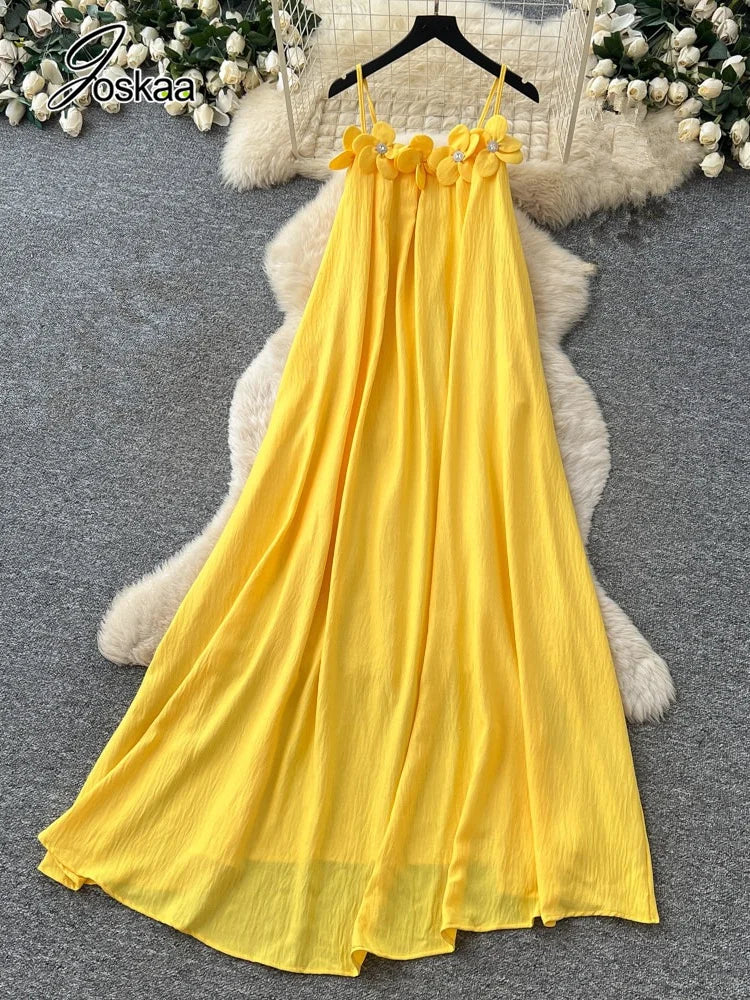 Women's Floral Print Sleeveless Maxi Dress - Back View