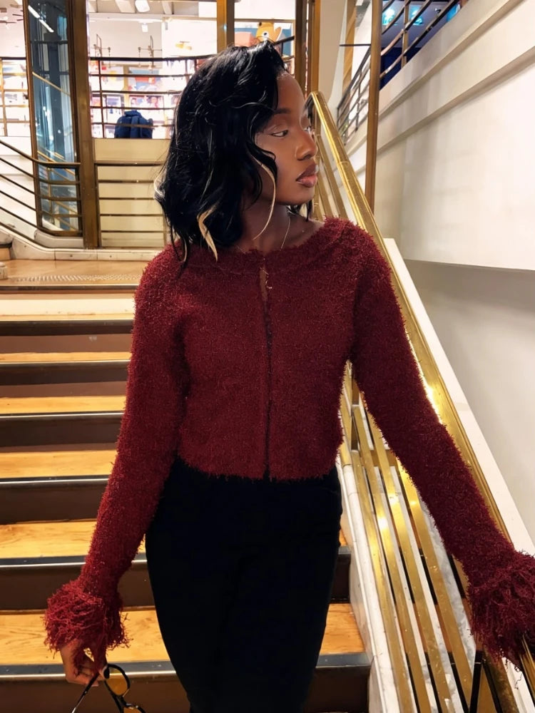 Wholesale Women's Ribbed Knit Long Sleeve Top – Side View