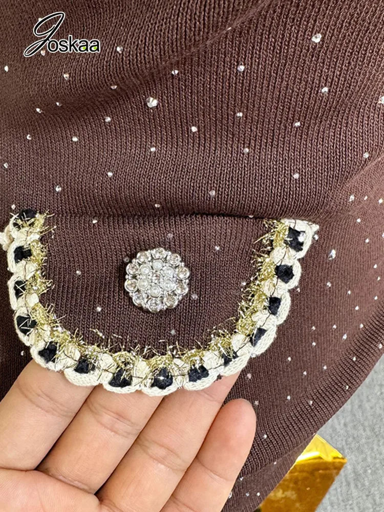 Women's Rhinestone Knit Sleeveless Mini Dress Black – Detail View
