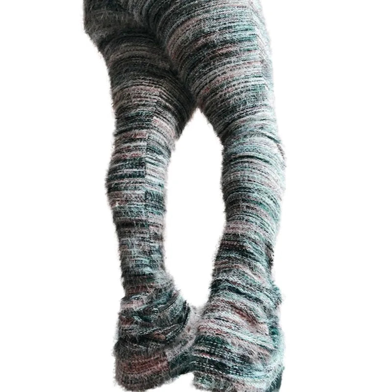 Wholesale Women's Stripe Knit Flare Ribbed Pants