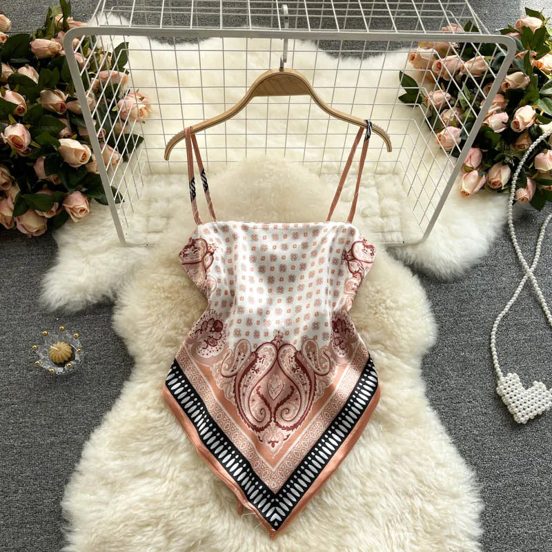 Wholesale Women's Backless Irregular Print Dress