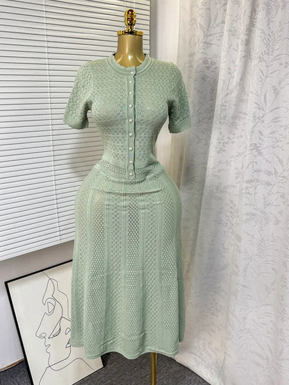 Joskaa Ribbed Knit Short Sleeve Maxi Dress - maxi dress image 5