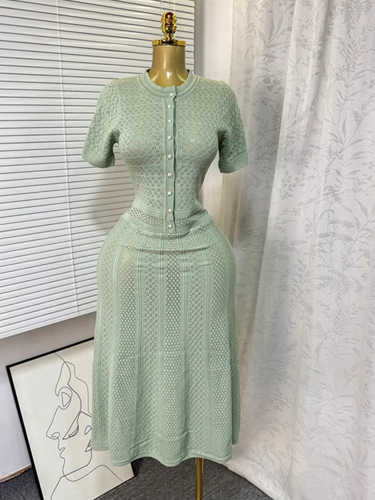 Joskaa Ribbed Knit Short Sleeve Maxi Dress - maxi dress image 5