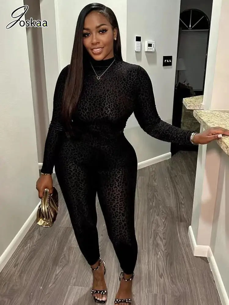 Women's Mesh Long Sleeve Bodycon Jumpsuit Romper – Women's Fashion Wholesale – Front View