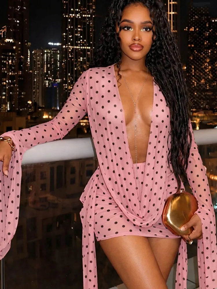 Wholesale Women's Polka Dot Backless Mini Dress