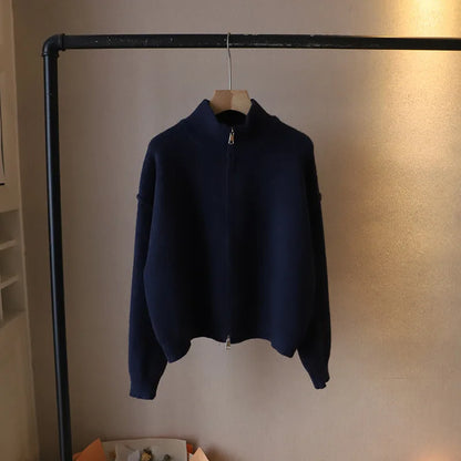 Women's Knit Ribbed Zip Oversized Jacket