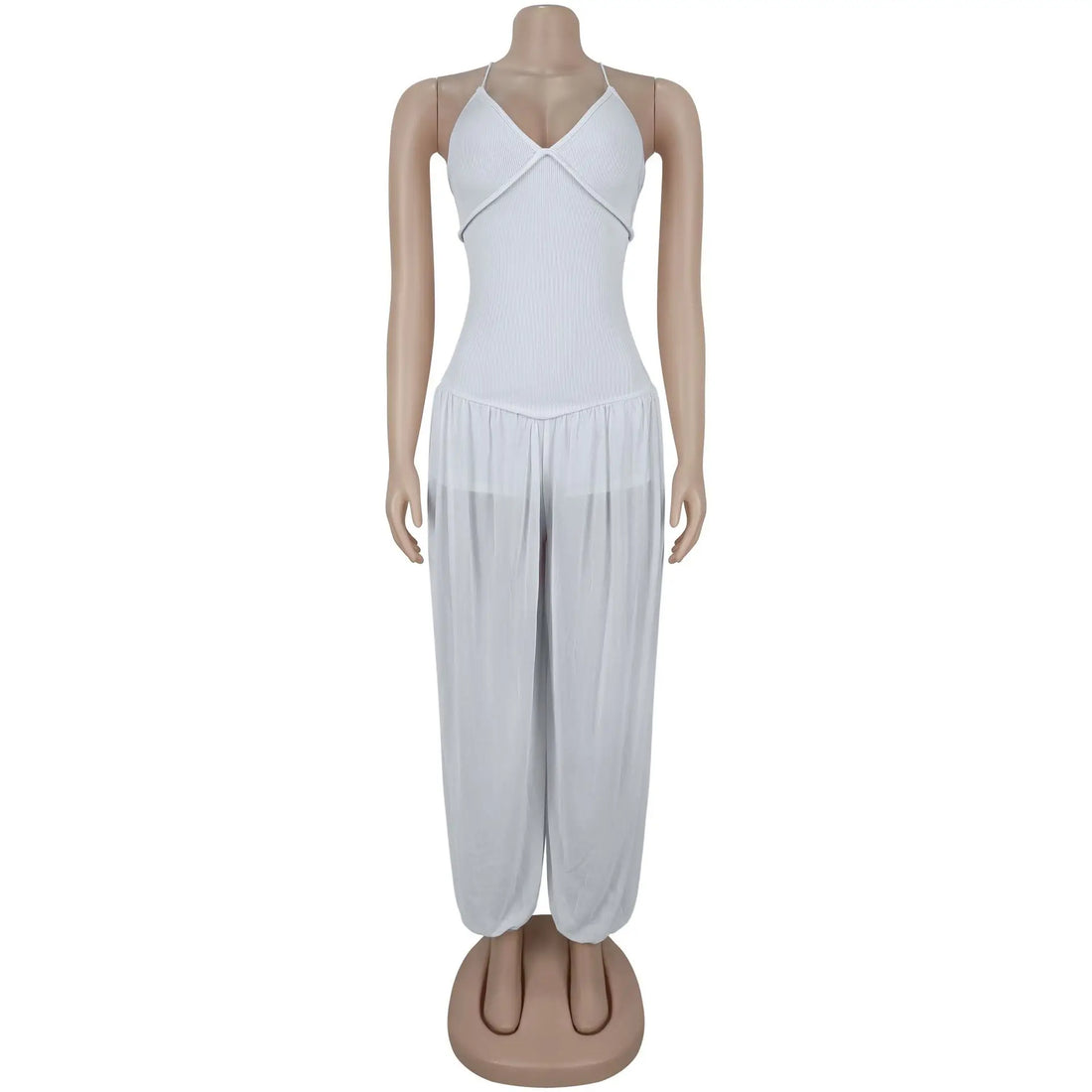 Women's Mesh Lace V-neck Sleeveless Romper - Additional View 7