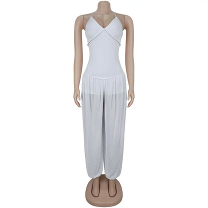 Women's Mesh Lace V-neck Sleeveless Romper - Additional View 7