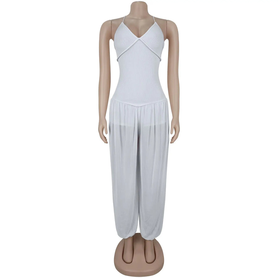 Women's Mesh Lace V-neck Sleeveless Romper - Additional View 7