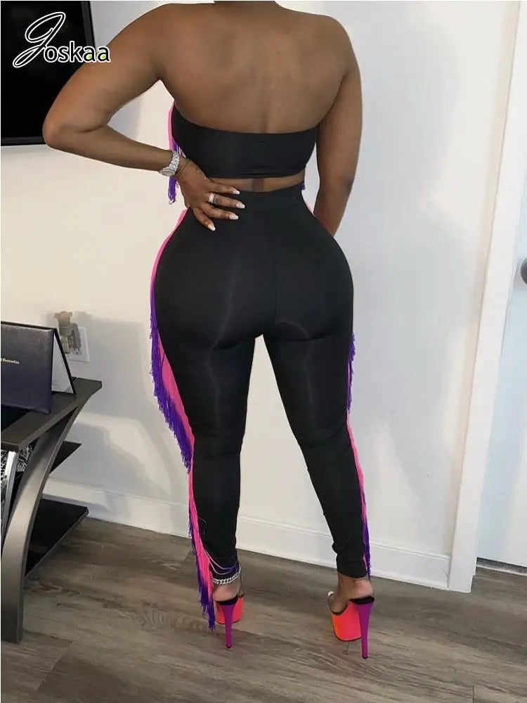 Women's Strapless High Waist Two Piece Set Pink – Side View