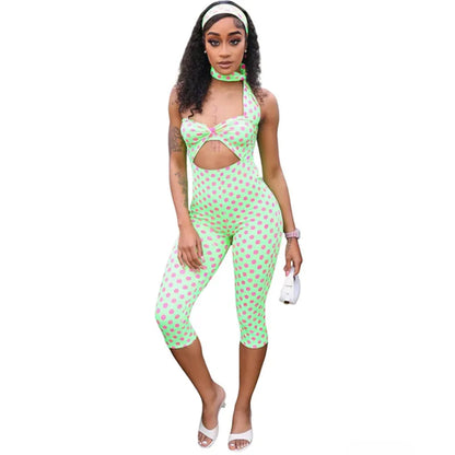 Joskaa Polka Dot Backless Halter Sleeveless Romper - romper image 5