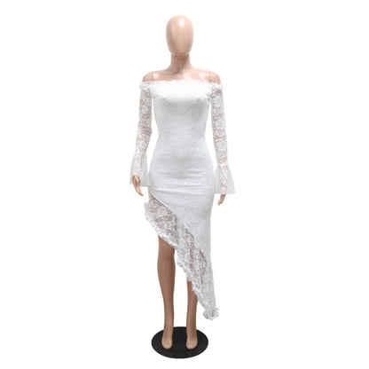 Women's Lace Strapless Long Sleeve Bodycon Dress
