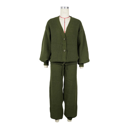 Women's Knit Long Sleeve Ribbed Two Piece Set