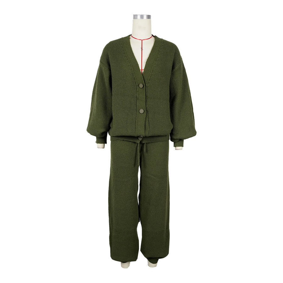 Women's Knit Long Sleeve Ribbed Two Piece Set