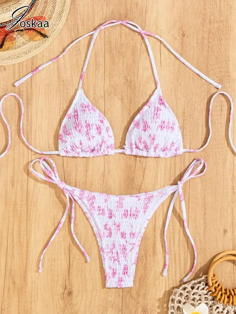 Women's Leopard Print Halter Swimwear Bikini Set JY540-RO – Detail View