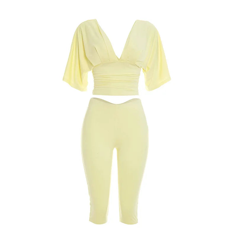 Women's Ruched V-neck Two Piece Set - Additional View 7
