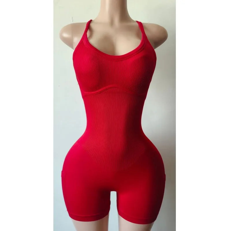 Women's Bodycon Built-in Bra Crisscross Romper