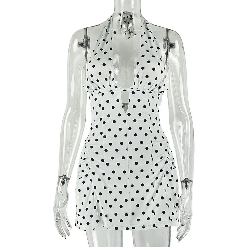 Joskaa Polka Dot Backless Halter Sleeveless Mini Dress - mini dress image 5