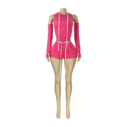 Women's Zip Up Two Piece Set Casual Sporty - Detail View 6