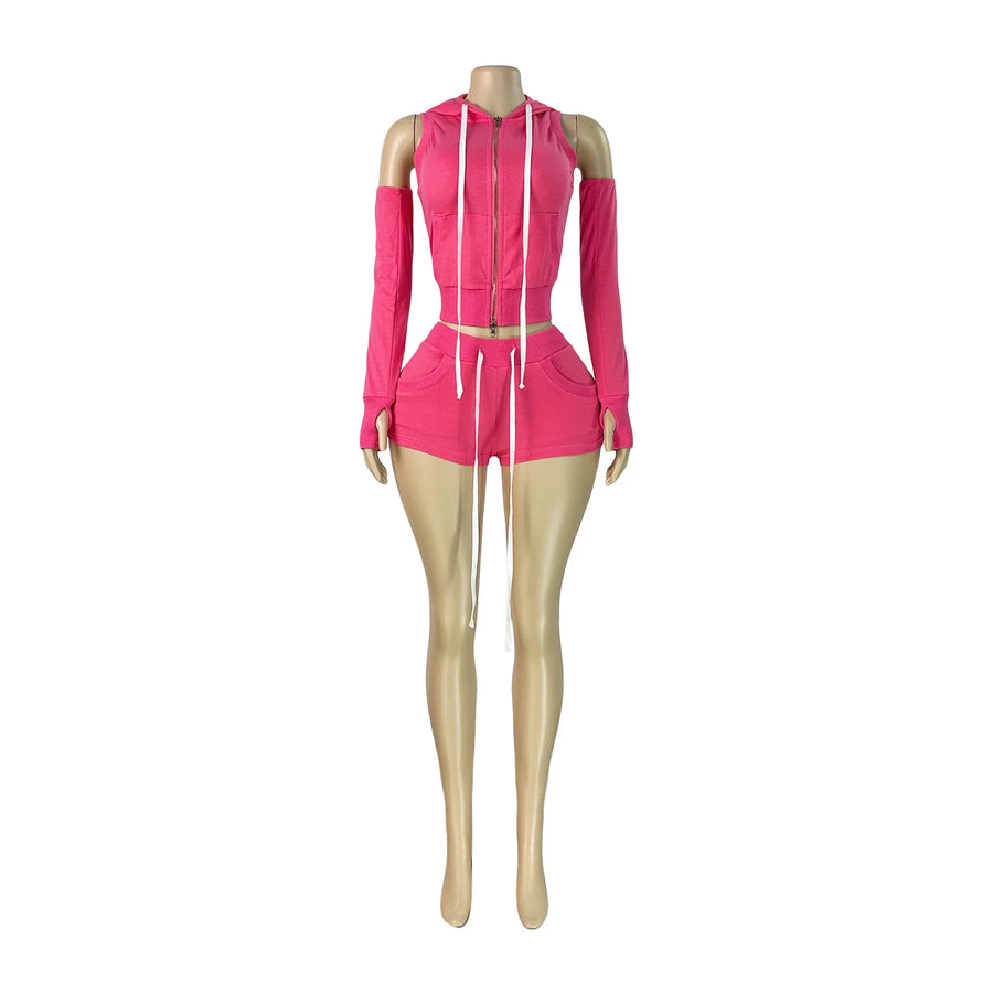 Women's Zip Up Two Piece Set Casual Sporty - Detail View 6