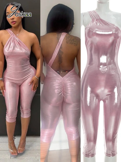 Women's Ruched Backless Sleeveless Romper – Women's Fashion Wholesale – Front View
