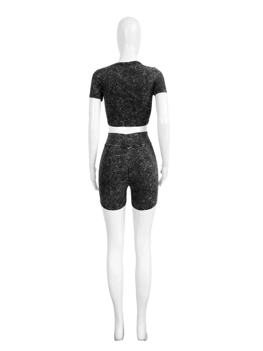Joskaa Short Sleeve Crop Two Piece Set - two piece set image 4