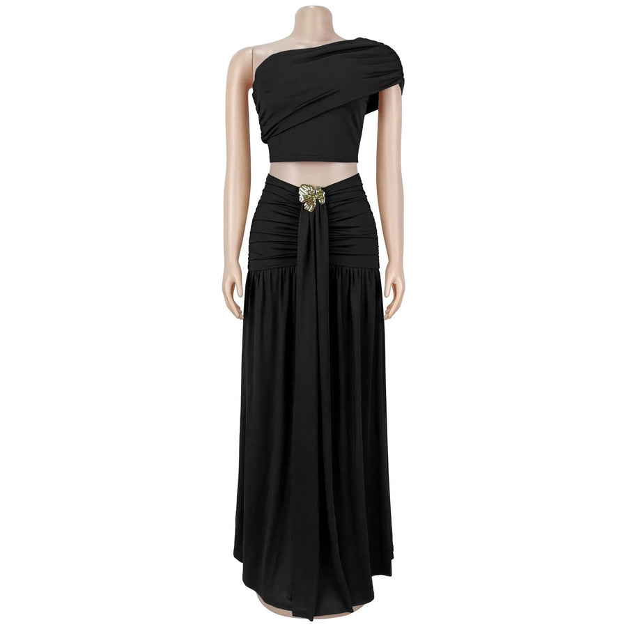 Women's Ruched One Shoulder Two Piece Set - Detail View 6