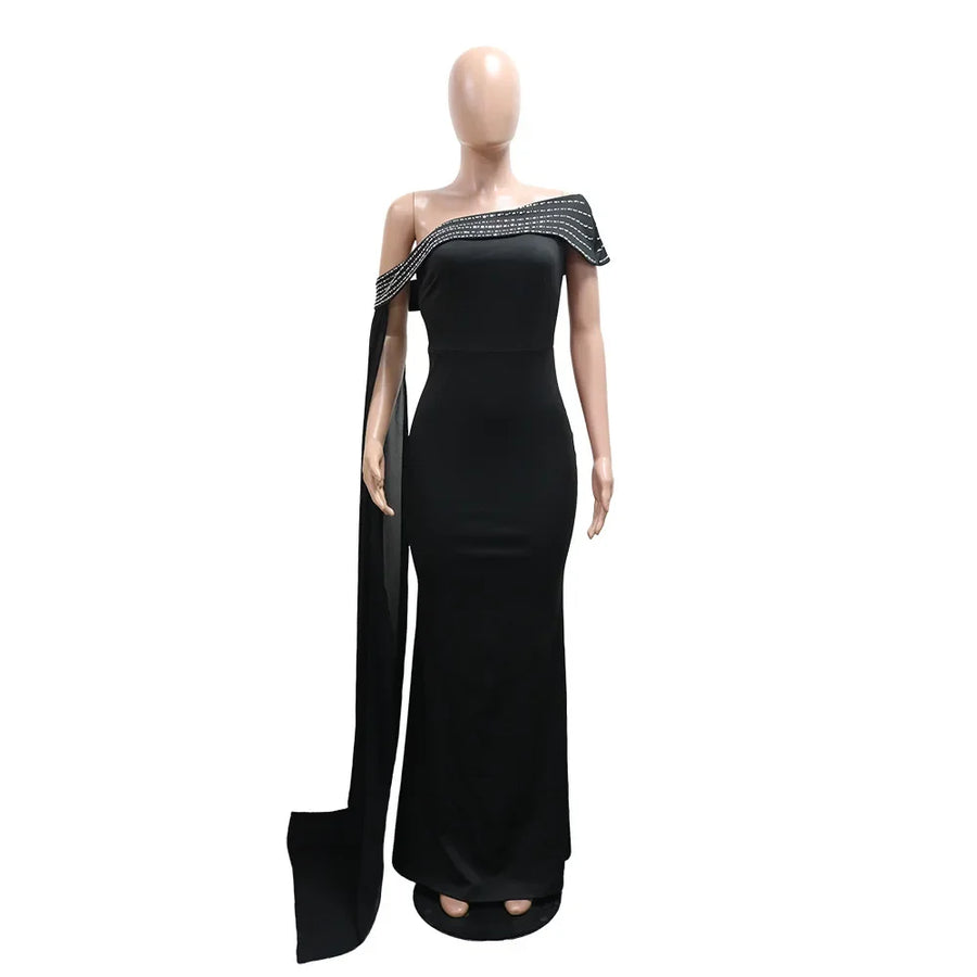 Women's Rhinestone Sleeveless Bodycon Maxi Dress