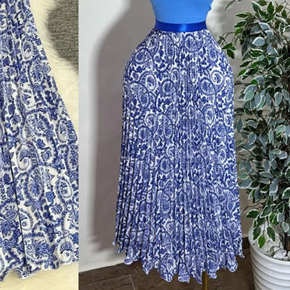 Joskaa Floral Print Pleated High Waist Flare Skirt - skirt image 13
