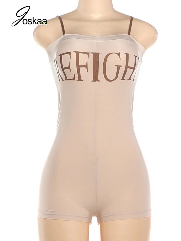 Women's Backless Sleeveless Bodycon Romper Khaki – Back View