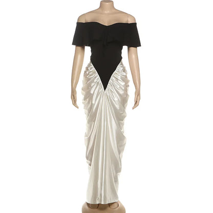 Women's Ruched Off-shoulder Elegant Color Bodycon Dress