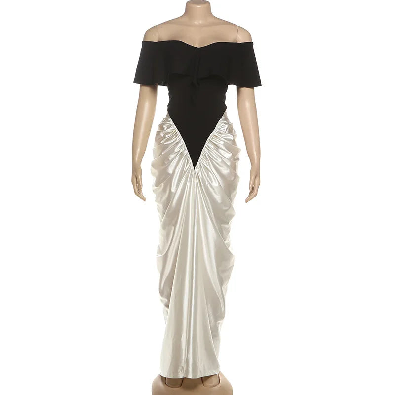 Women's Ruched Off-shoulder Elegant Color Bodycon Dress