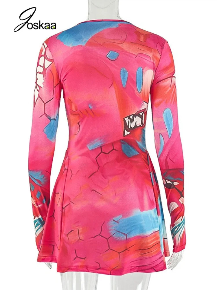 Wholesale Women's Long Sleeve Bodycon Mini Dress Colorful – Detail View