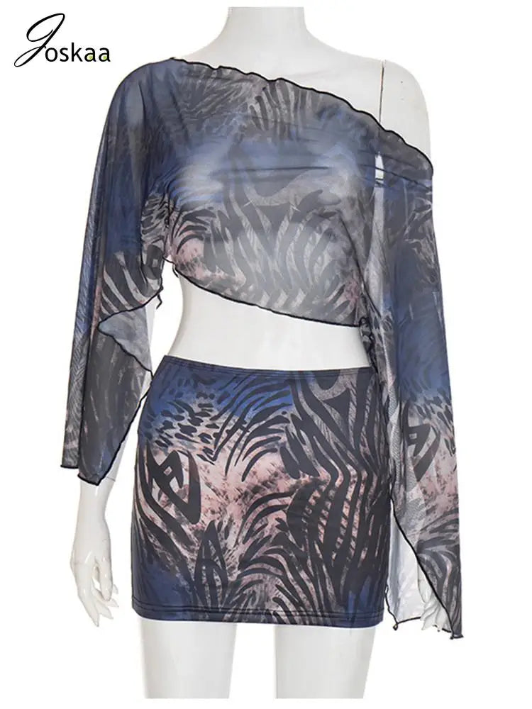 Women's Stripe Mesh Long Sleeve Two Piece Set Black – Back View