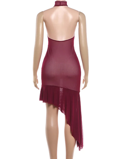 Joskaa Mesh Backless Halter Sleeveless Dress - dress image 4