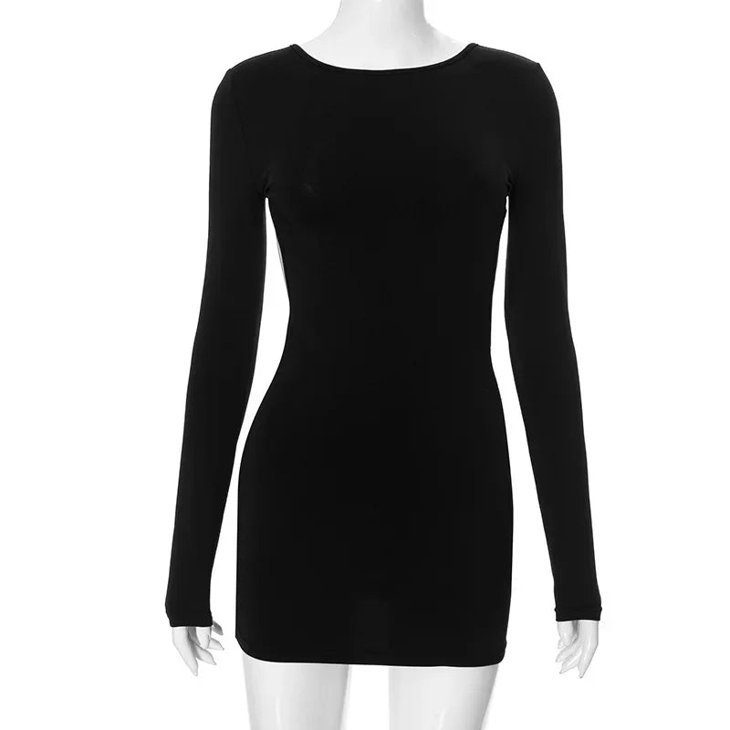 Women's Backless Cutout Long Sleeve Mini Dress