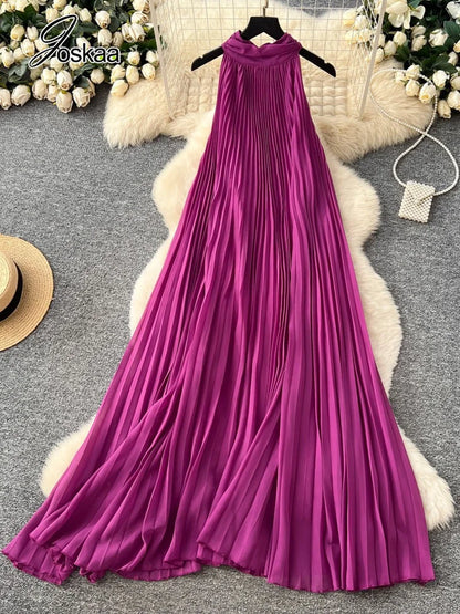 Women's Sleeveless High Waist Maxi Dress Mint Green – Back View