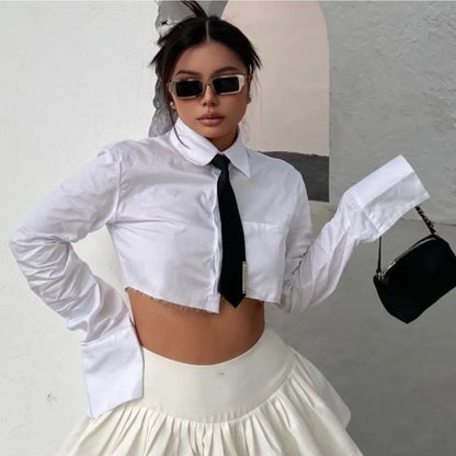 Women's Long Sleeve Unique Irregular Shirts Top