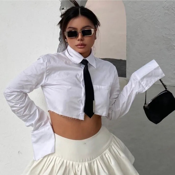 Women's Long Sleeve Unique Irregular Shirts Top