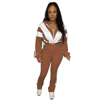 Wholesale Women's Long Sleeve Zip Two Piece Set