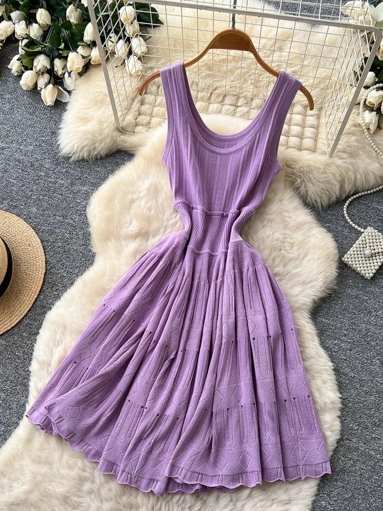 Women's Knit Cutout Sleeveless Ribbed Dress