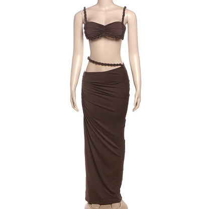 Wholesale Women's Cutout Crop Maxi Two Piece Set