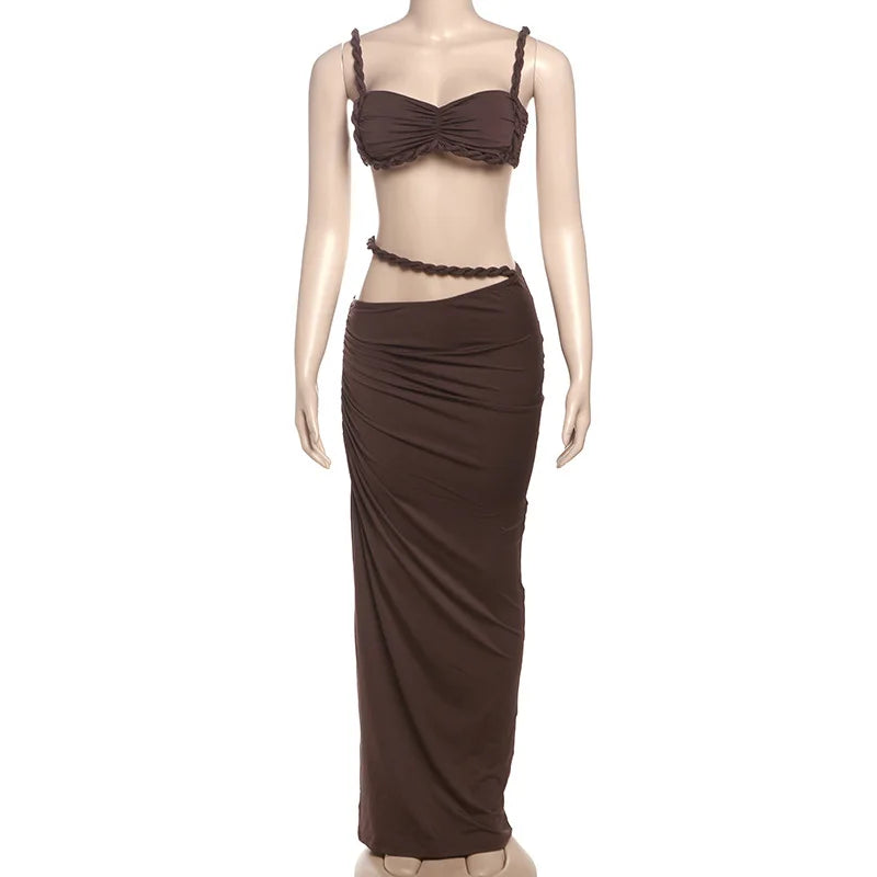 Wholesale Women's Cutout Crop Maxi Two Piece Set