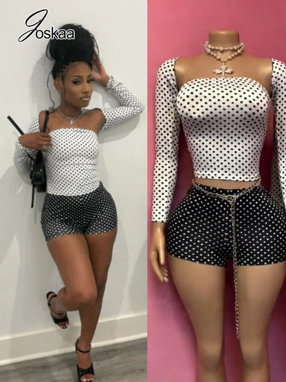 Women's Polka Dot 3-piece Cape Two Piece Set – Women's Fashion Wholesale – Front View
