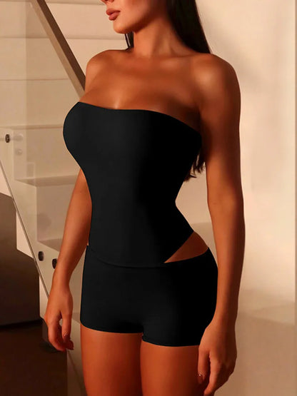 Women's Strapless Sleeveless Two Piece Set
