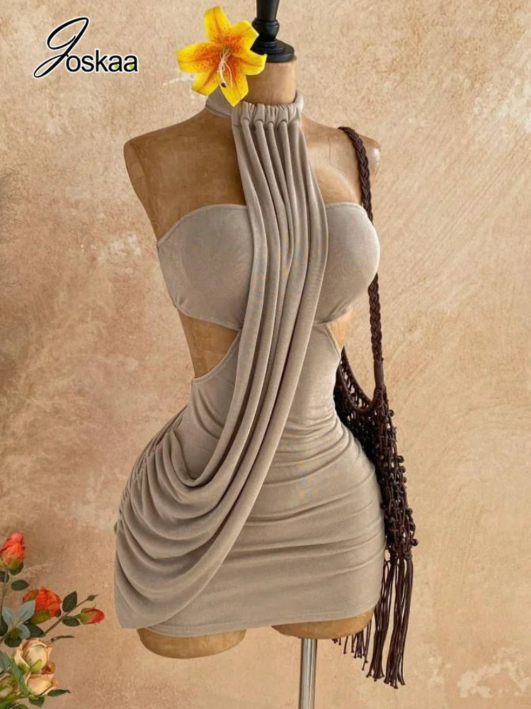 Women's Backless Halter Bodycon Mini Dress Mint Green – Detail View