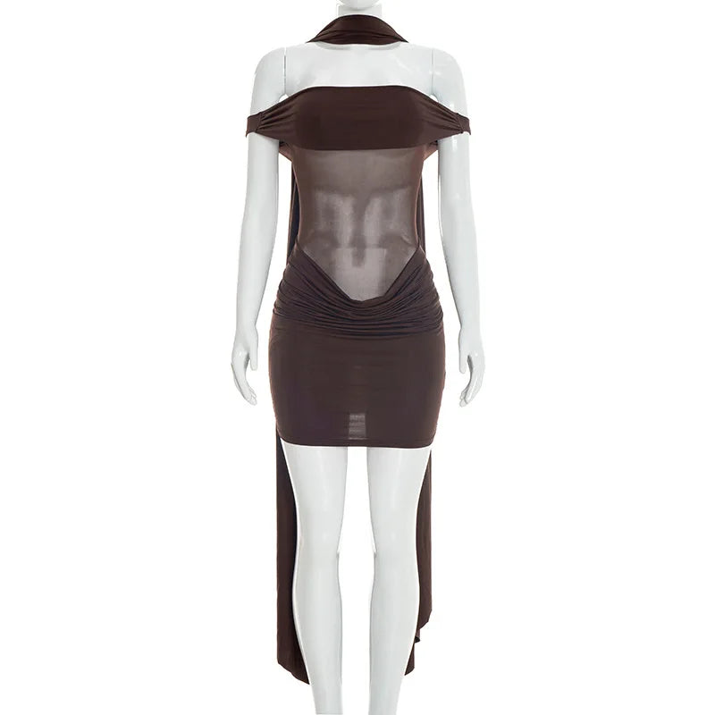 Joskaa Mesh Ruched Backless Bodycon Mini Dress - mini dress image 6