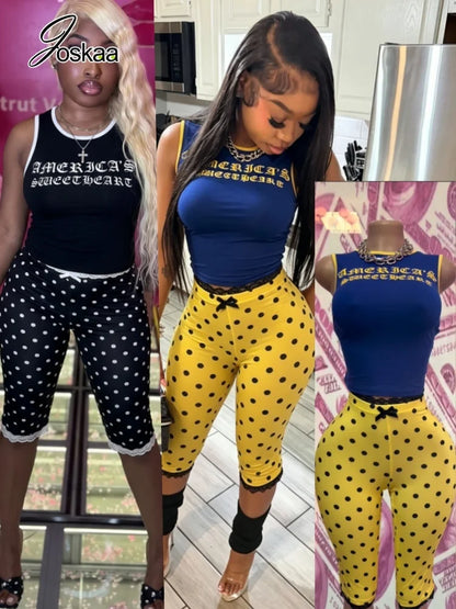 Women's Polka Dot Printed Sweet Two Piece Set – Women's Fashion Wholesale – Front View