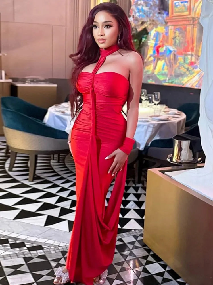 Women's Sleeveless Pleated Elegant Wrap Dress