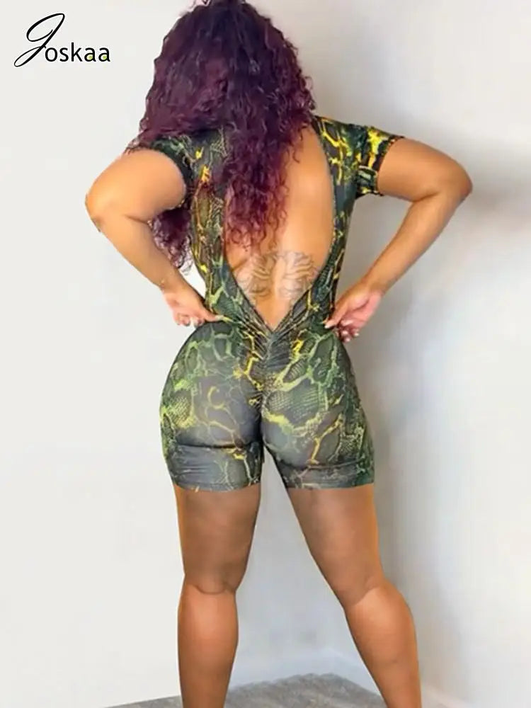 Wholesale Women's Mesh Backless High Waist Romper Blue – Side View